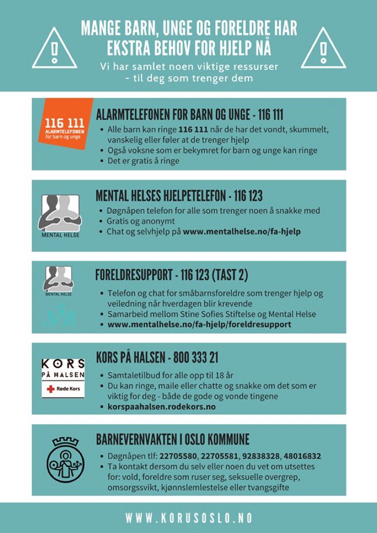 Mange barn, unge og foreldre har ekstra behov for hjelp nå. Vi har samlet noen viktige ressurser - til deg som trenger det.