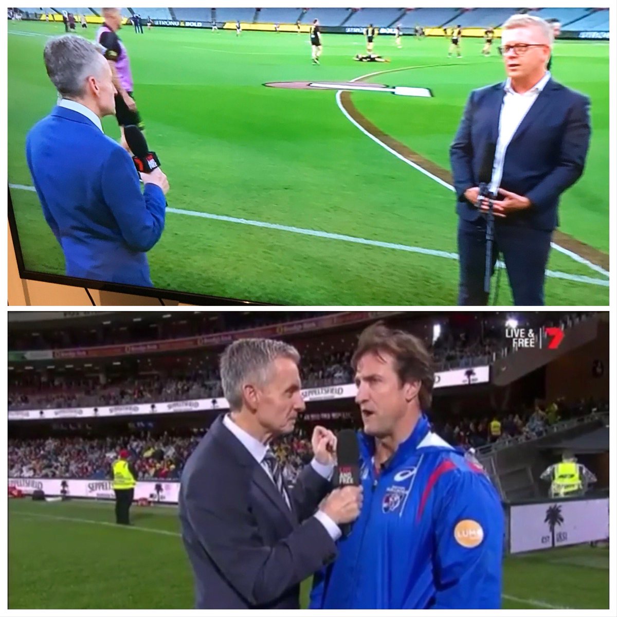 This is going to be a very tough season for Bruce McAvaney... #coronavirus #WeAreWatching #AFL2020 #afltigersblues