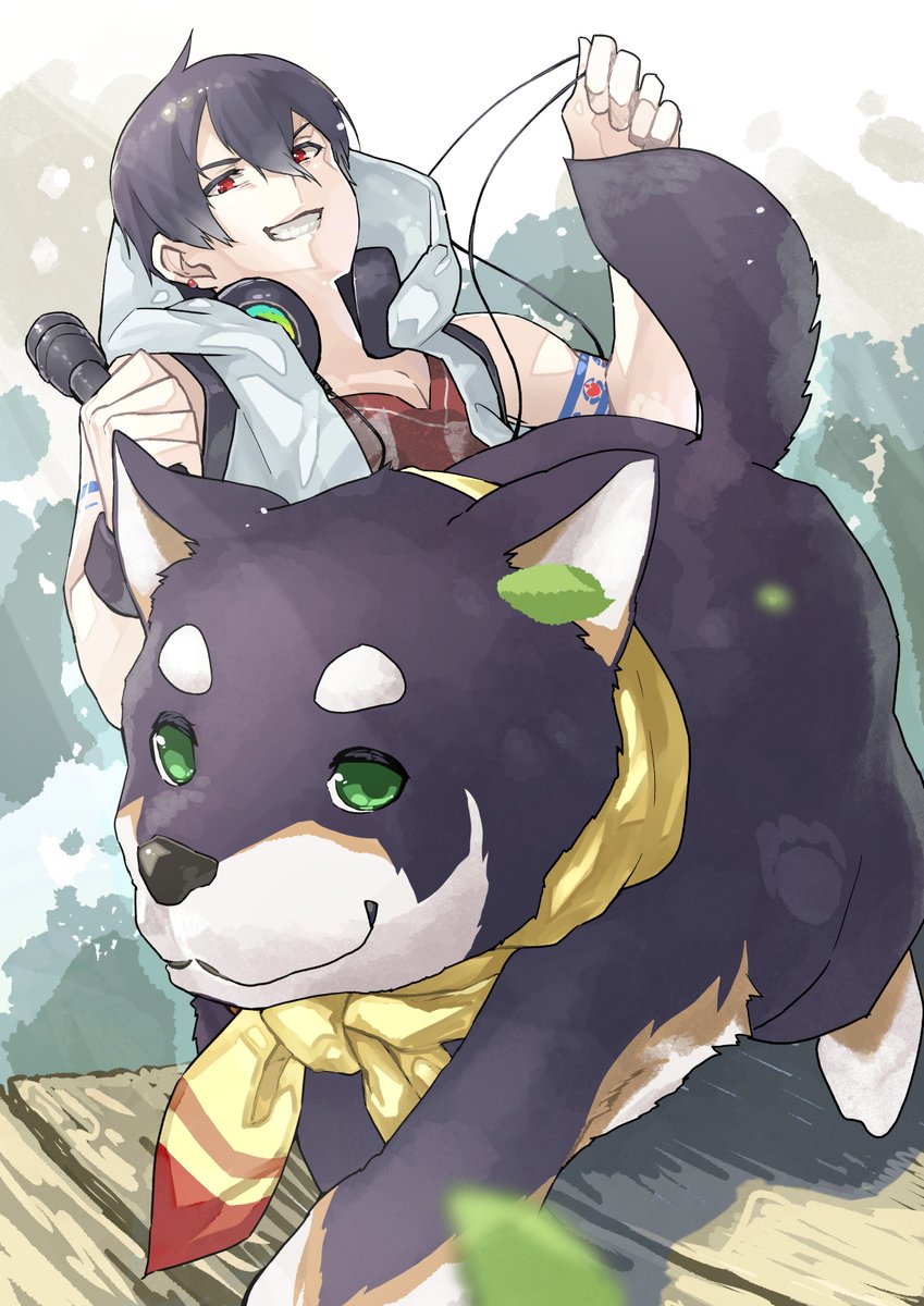 「#絵かける #しばのドッグタグ 
この二人でワンセットなイメージが強い 」|がねむ@スタソのイラスト