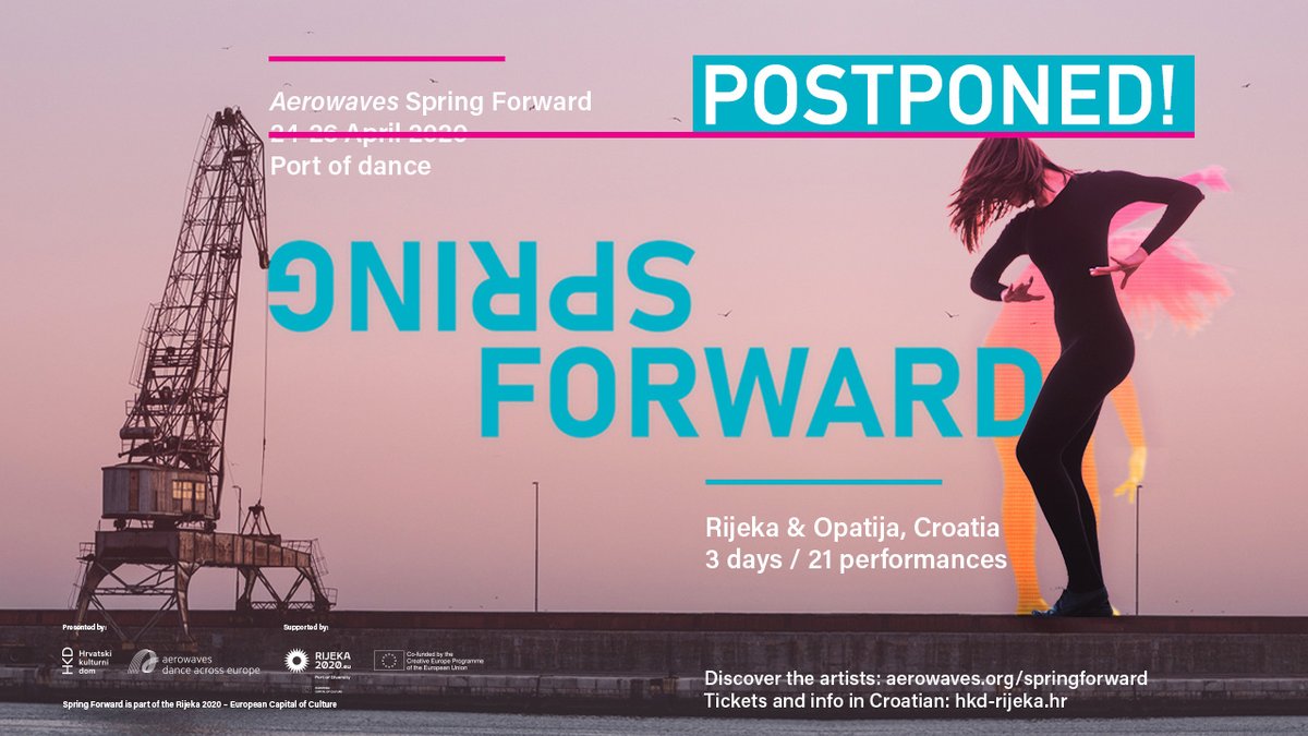 AerowavesEurope's tweet image. 📢We&apos;re sorry to announce that we have to postpone the #SpringForward20 festival in #Rijeka, hosted by our partner the Croatian Cultural Centre. We expect to present the @AerowavesEurope  #Twenty20 artists in the autumn. We&apos;ll keep you posted on our plans and the new dates!