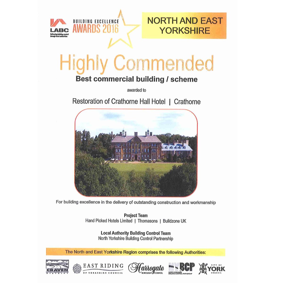 #ThrowbackThursday- Who remembers when we carried out the reinstatement works at @CrathorneHall for <a href="/hp_hotels/">hp_hotels</a>? Did you know we won an award for our work?
Teamwork 💪🏆

#reinstatement #insurancework #labc <a href="/labcuk/">LABC</a>  #buildingexcellenceawards