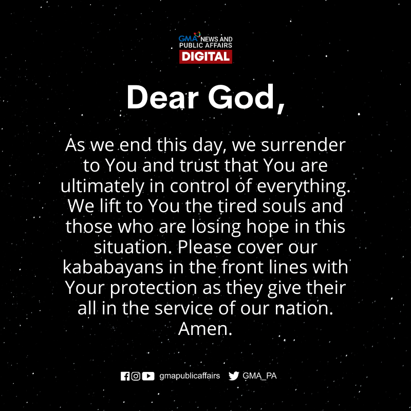 GMA_PA's tweet photo. As we end this day, we surrender to You and trust that You are ultimately in control of everything. 🙏 https://t.co/cCdma978Eu