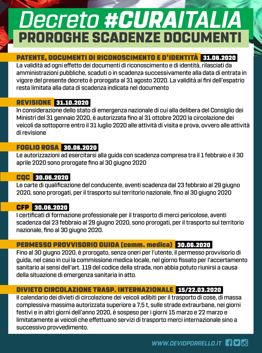 DevidPorrello's tweet photo. Il Decreto #CuraItalia ha prorogato la scadenza della carta di identità e di altri certificati. Evitiamo l’aggregazione di persone negli spazi degli uffici aperti al pubblico e riduciamo il rischio di contagio.
#CoronaVirus #Covid19 #IoRestoACasa https://t.co/jQahXTd2Uf
