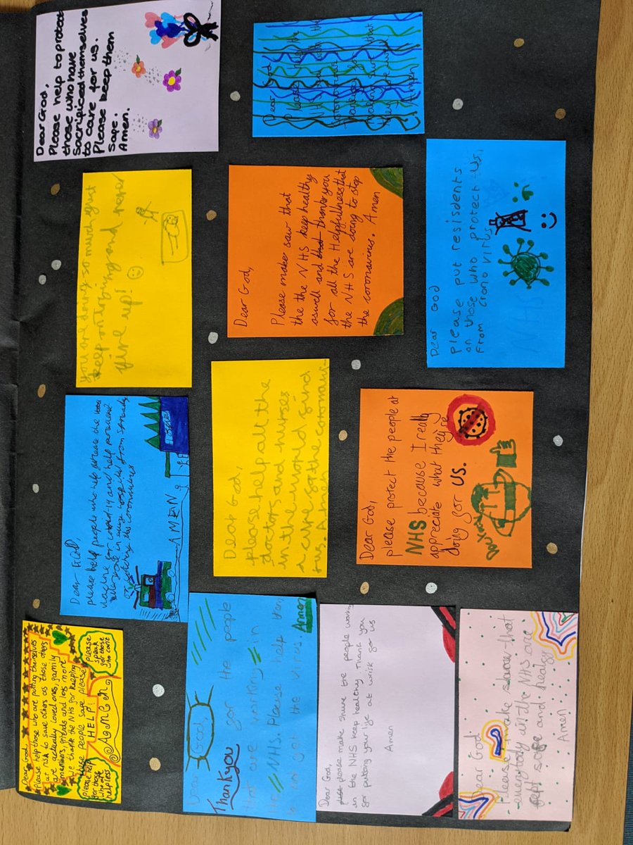 FieldShaza's tweet photo. At a time when we are all feeling vulnerable.
  These are from my daughters class, year 5/6 children Hordle Primary School ❤
Prayers for the NHS
#schoolchildren #MagicalCUTE #TEACHers #5/6yearolds https://t.co/4EiXEthxe4