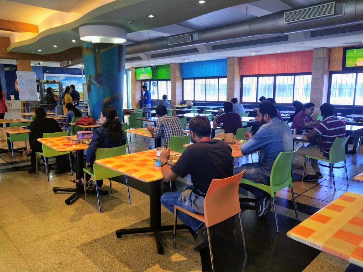 aditbh's tweet photo. Exam style seating to beat #Covid19! Great efforts by the CS team #TechMPune to ensure we eat in isolation in the canteen @tech_mahindra 

#TechMagainstCovid19 

@abhijitlahiri @vrindapisharody @drsatishpai @Harsh_Soin
@C_P_Gurnani @kalpanadivadkar https://t.co/JrOD3EwPZo