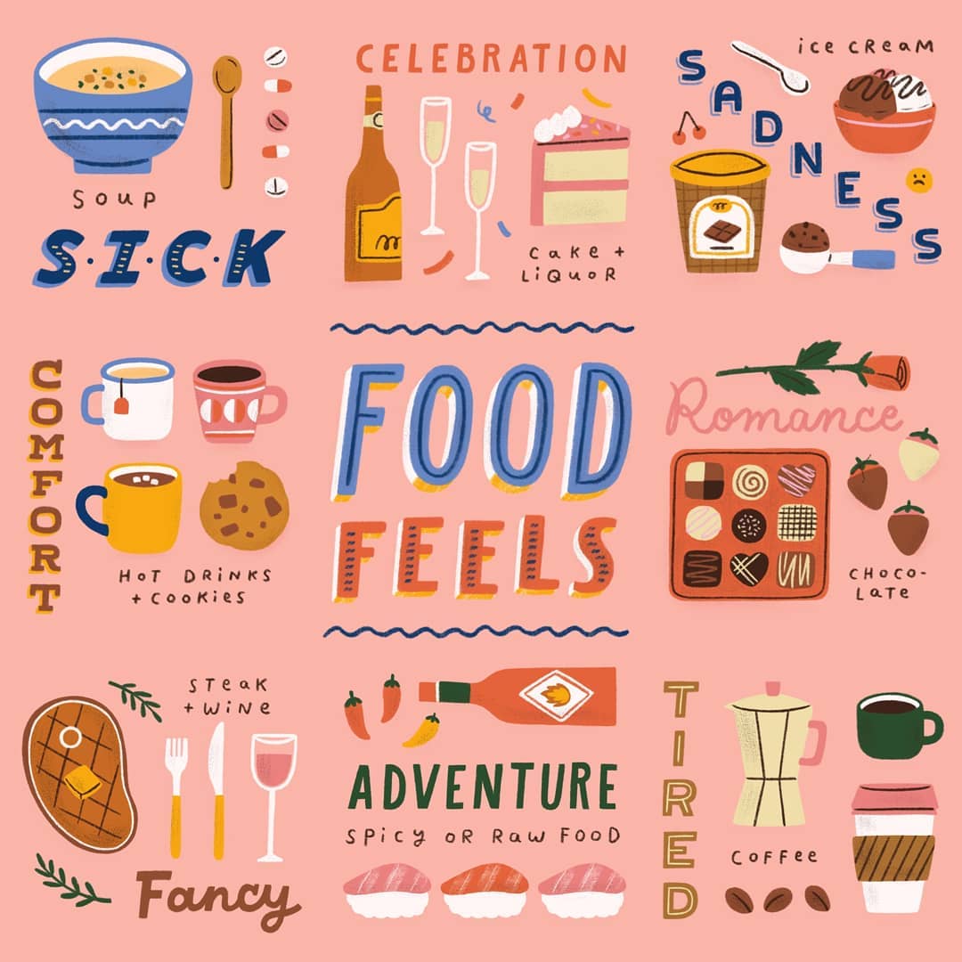 WordSaladAU's tweet photo. An illustrated guide to food for every mood, by @ella_lama. https://t.co/wFXqb8hjyb