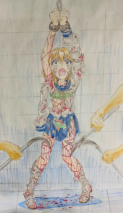 恋する小惑星より木ノ幡みらちゃんリョナ。拘束されて鎌で甚振られている感じです(*'-`)こういうスタンダードなセーラー服好きです単体リョナは楽で良いですね 