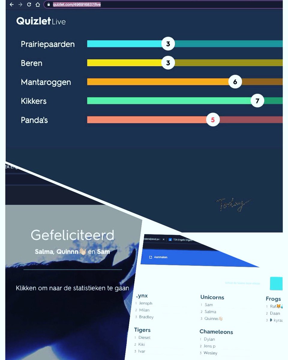 Wat een lol hadden ze samen, op afstand maar toch samen. #Quizlet live werkt perfect.