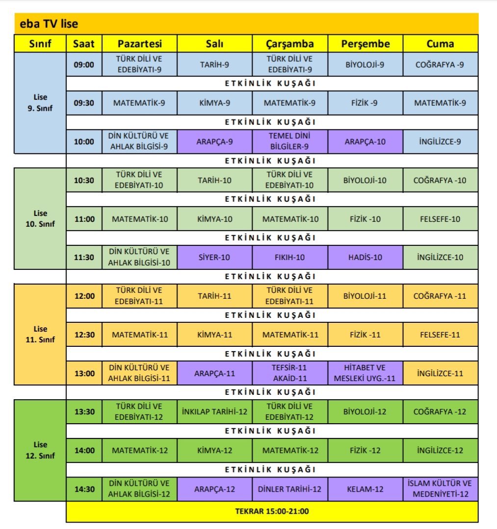 Sayın Bakanımız <a href="/ziyaselcuk/">Ziya Selçuk</a> 23 Mart Pazartesi günü saat 09.00'da başlayacak #ebaTV ders proramını açıkladı.