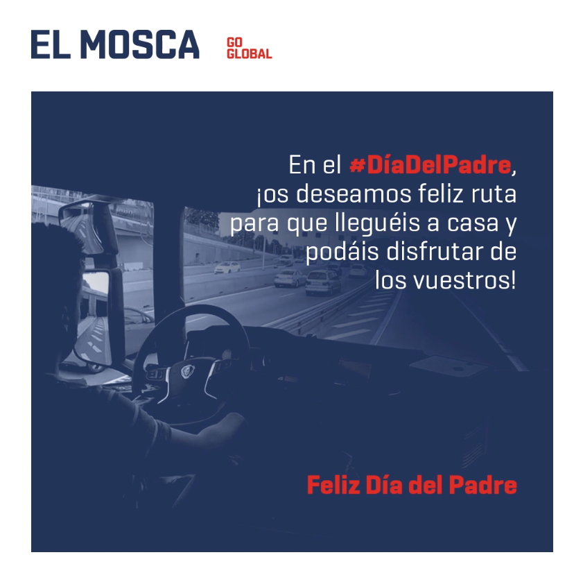 transp_elmosca's tweet photo. A muchos padres les gustaría estar hoy junto a sus hijos, pero kilómetros de distancia y el trabajo hacen que no sea posible. En el #DíaDelPadre, ¡os deseamos lo mejor en vuestras rutas para que lleguéis a casa cuanto antes para disfrutar de los vuestros!

#ElMoscaGoGlobal 🌐 https://t.co/Onjt0B2yr2