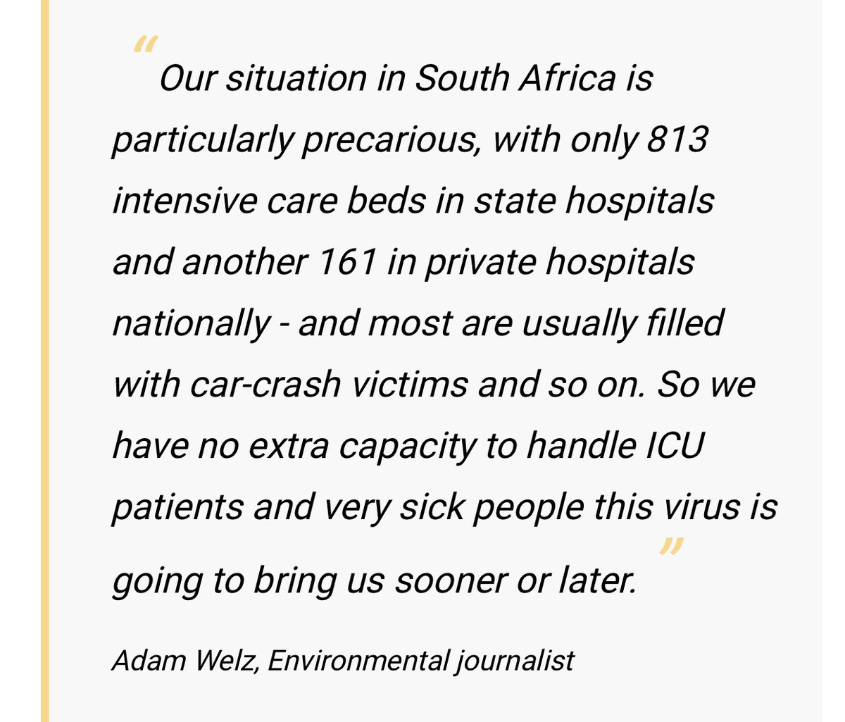 hey, South Africa. take a moment to really look at and understand these numbersless than 900 ICU beds available in state hospitalsless than 180 available in private hospitalstake this seriouslypoliticians, continuity leaders, religious leaders: do more to educate people