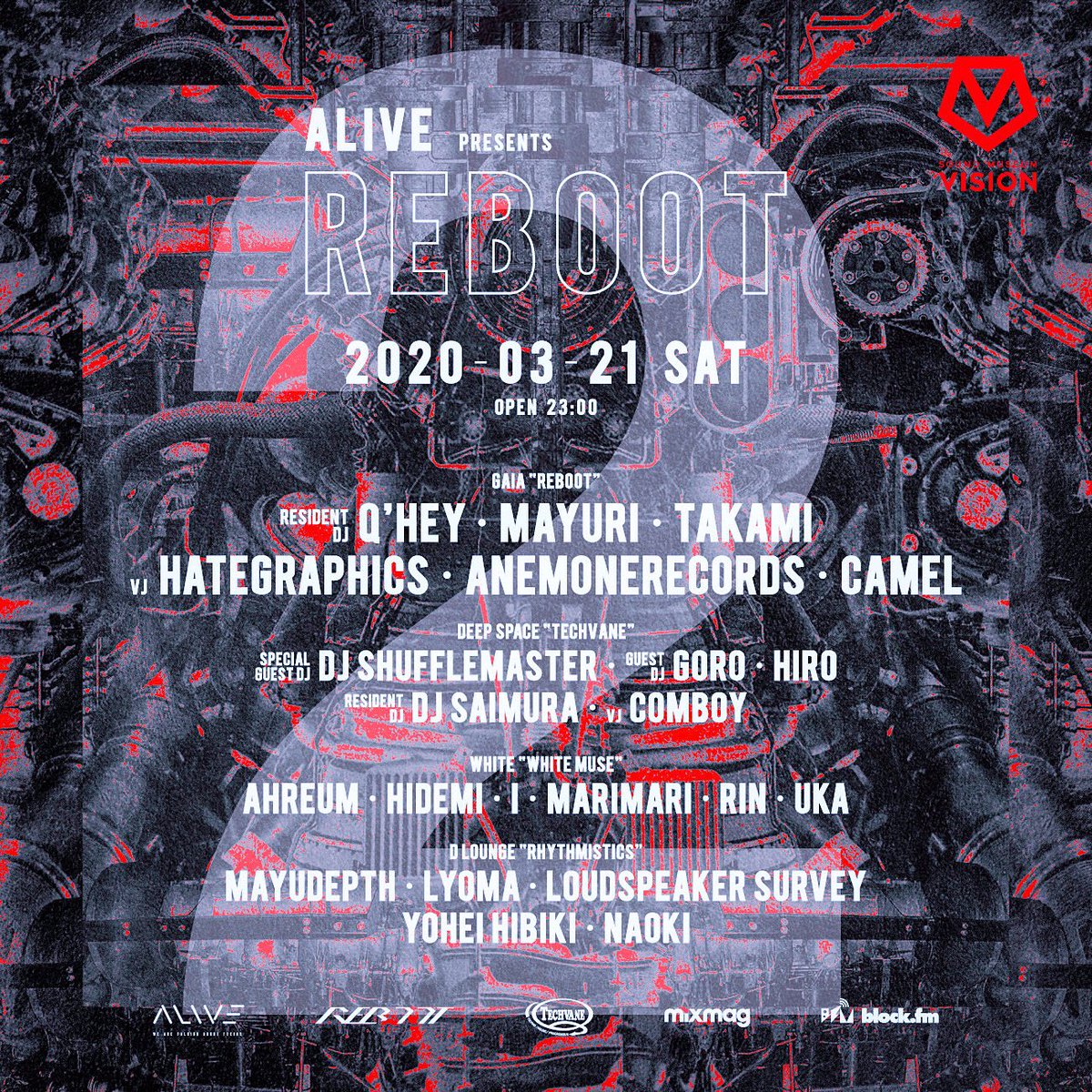 reboot_tokyo's tweet photo. #reboot #soundmuseumvision #dj #techno #hardtechno #tokyo #shibuya #qhey #mayuri #takami #saimura #テクノ #渋谷 #djshufflemaster #hategraphics #mayudepth #lyoma #hidemi https://t.co/es2nXUxYiN