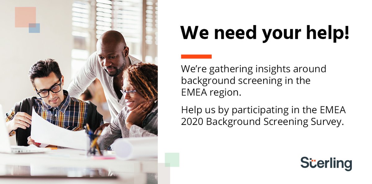 sterlingcheck's tweet image. As we all look to support those around us, basing future hiring decisions on real data is key for employers. Share your #backgroundscreening insights with us and you will receive an advanced copy of our 2020 #EMEA Screening Trends Report. Thank you! hubs.ly/H0nHhlh0
