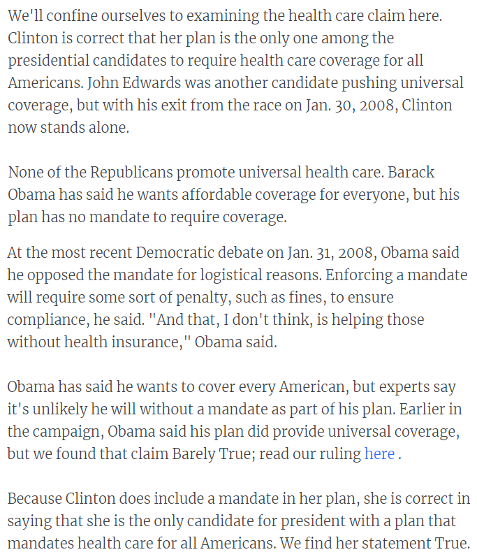 it's important to drill down a bit more on healthcare given how it came to be a top concern for many and was a key part of bernie's prominence with medicare for all. obama opposed hillary's more robust healthcare plan and trotted out the "accessibility" talking point to attack it