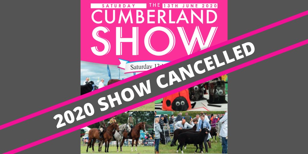 Given recent events, it is with great regret that the Cumberland Agricultural Society have had to come to the very difficult decision to cancel this year’s Cumberland Show.

bit.ly/2WqOKBK

We promise to push on and make sure that 2021 is our BEST SHOW EVER!!
