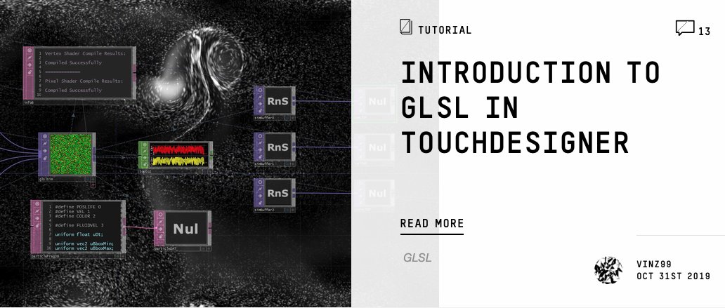 Vincent Houzé's Introduction to GLSL for Beginners is an 8 part tutorial to get you started with GLSL in TouchDesigner. Originally taught at a Brooklyn Research 2018, relive this workshop experience through these videos and example files #learnTD #shaders derivative.ca/community-post…