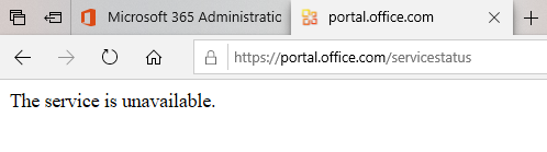 SchauDK's tweet photo. @Office365Health Hmm, Getting #503 checking #Office365 service status because of lots of 503s from many customers. #SharePointOnline #O365 https://t.co/bkWTSZYxA4
