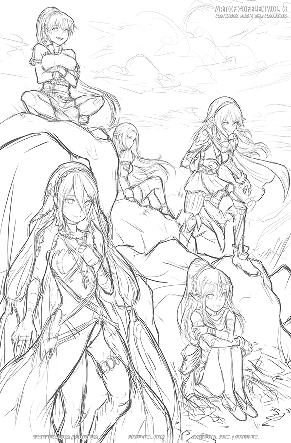 Fire Emblem Crossover rough sketch fanart of Lyn, Tiki, Azura, Lucina,& Edelgard.
One of the big artworks that won't make it for artbook vol.5. It'll be finished for Vol.6 next month('u`)
#lyn #tiki #azura #lucina #edelgard #エーデルガルト #リンディス #アクア #ルキナ #チキ #feh