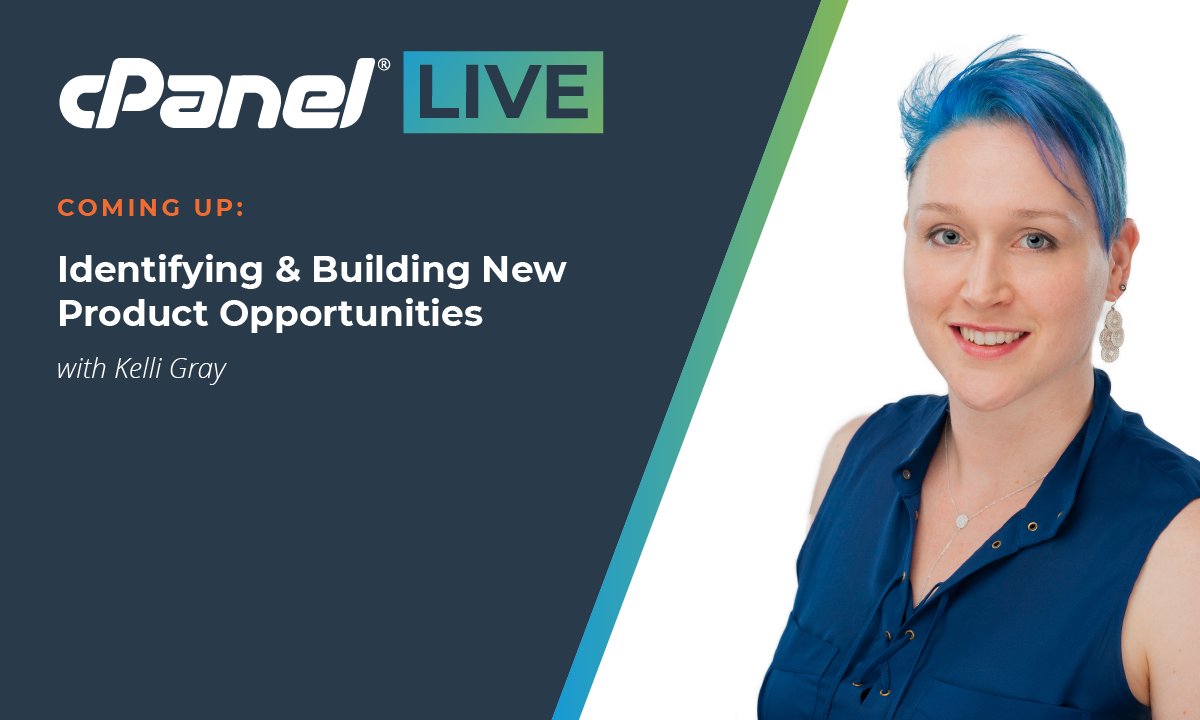 cPanel's tweet photo. Tune in live with Kelly Grand for her talk "Identifying and Building New Product Opportunities" in just a few minutes! Stay tuned! #cPanelLive2020 #webhosting
https://t.co/F0uXnu9shv
https://t.co/eybCFVyYvk
https://t.co/alOEmO0RuA https://t.co/VcBc5nWiNn