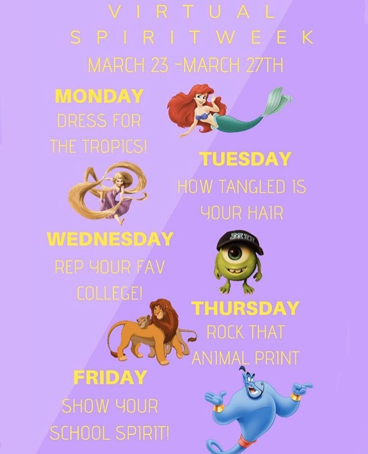 😍VIRTUAL STATE WIDE SPIRIT WEEK?! Help us #spreadthemagic ✨ by retweeting! The purpose of this spirit week is to remind you of the good still out there in the world as we enter this chaotic period in our life. Use the hashtag above and tag us for a rt! ✨🥰🤩🌟