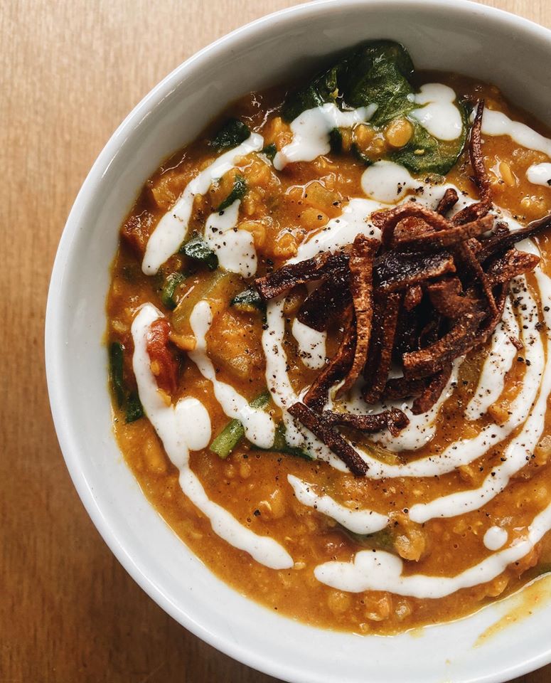 Drive-thru Dhal?
We're open tomorrow and we have THE lentil and spinach dhal with coconut yoghurt and crisssspy onions! It's what your belly needs at this time ... believe us. #bristol #supportsmall #supportlocal