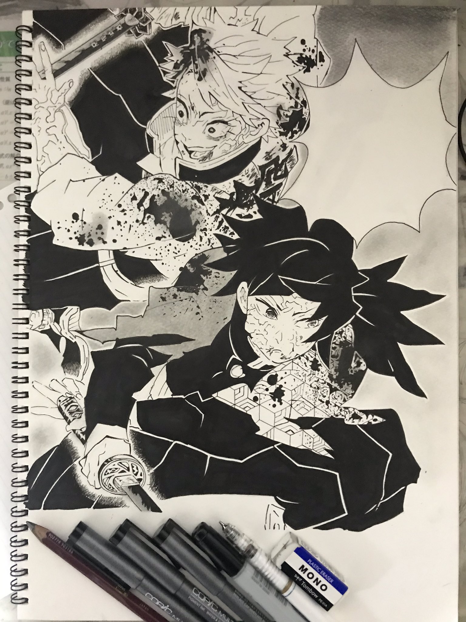 Twitter 上的 れんちょん 鬼滅の刃 本誌190話 激アツシーン描いてみました 制作時間12時間以上はかけてます もしよかったらいいねrtお願いします ｵﾈｶﾞｲｼｬｧｧｧｧｧｽ 鬼滅の刃 冨岡義勇 不死川実弥 模写 芸術同盟 絵描きさんとつながりたい 鬼滅本誌