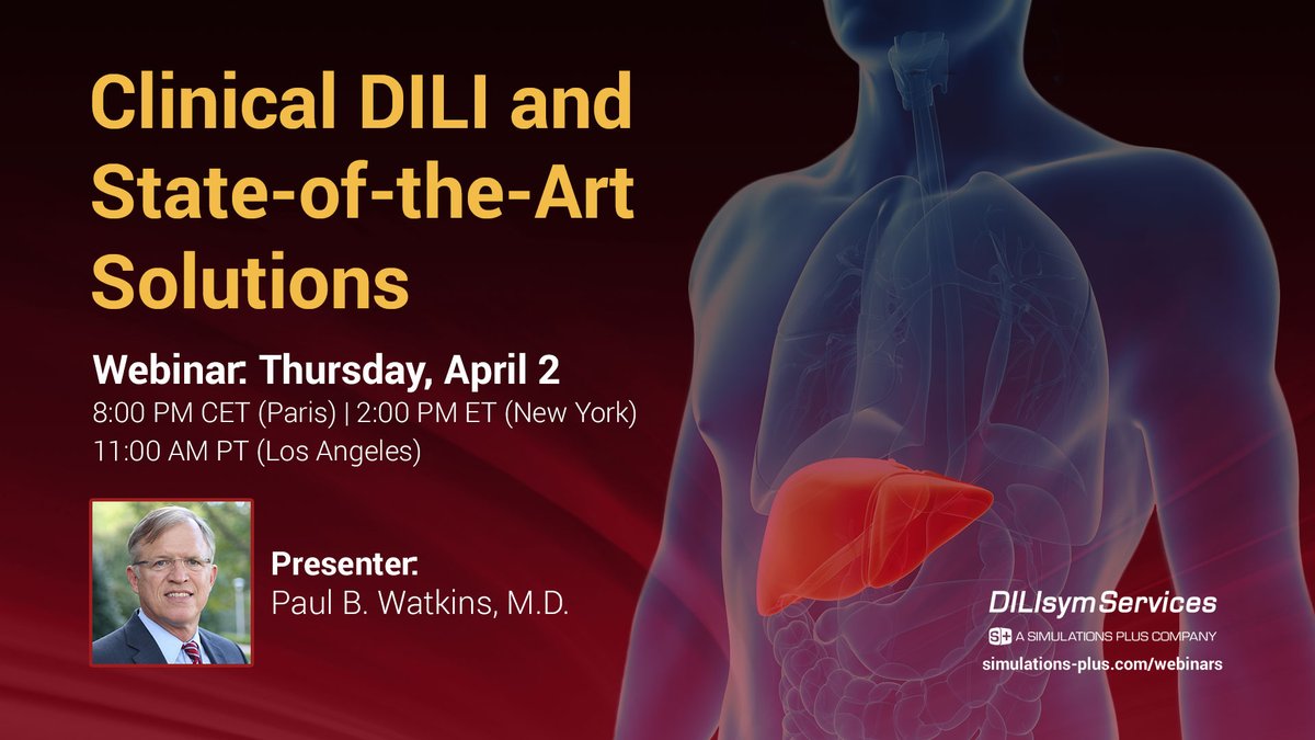 SimulationsPlus's tweet photo. Exciting new publications to be discussed in this webinar! Register here: https://t.co/Ny07fCRFos

#DILIsym #QSTmodeling #liver https://t.co/Oph5eZpEsw