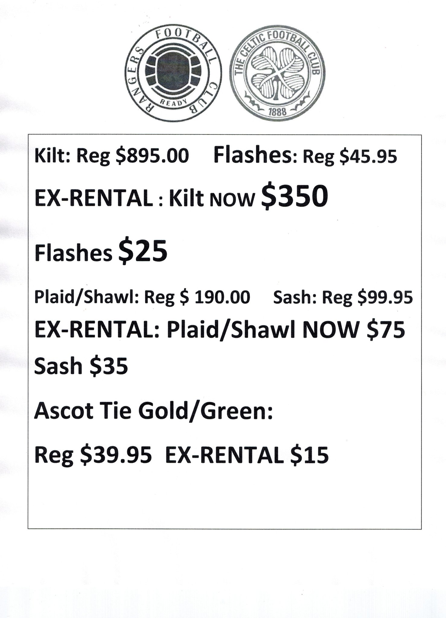 ex rental kilts