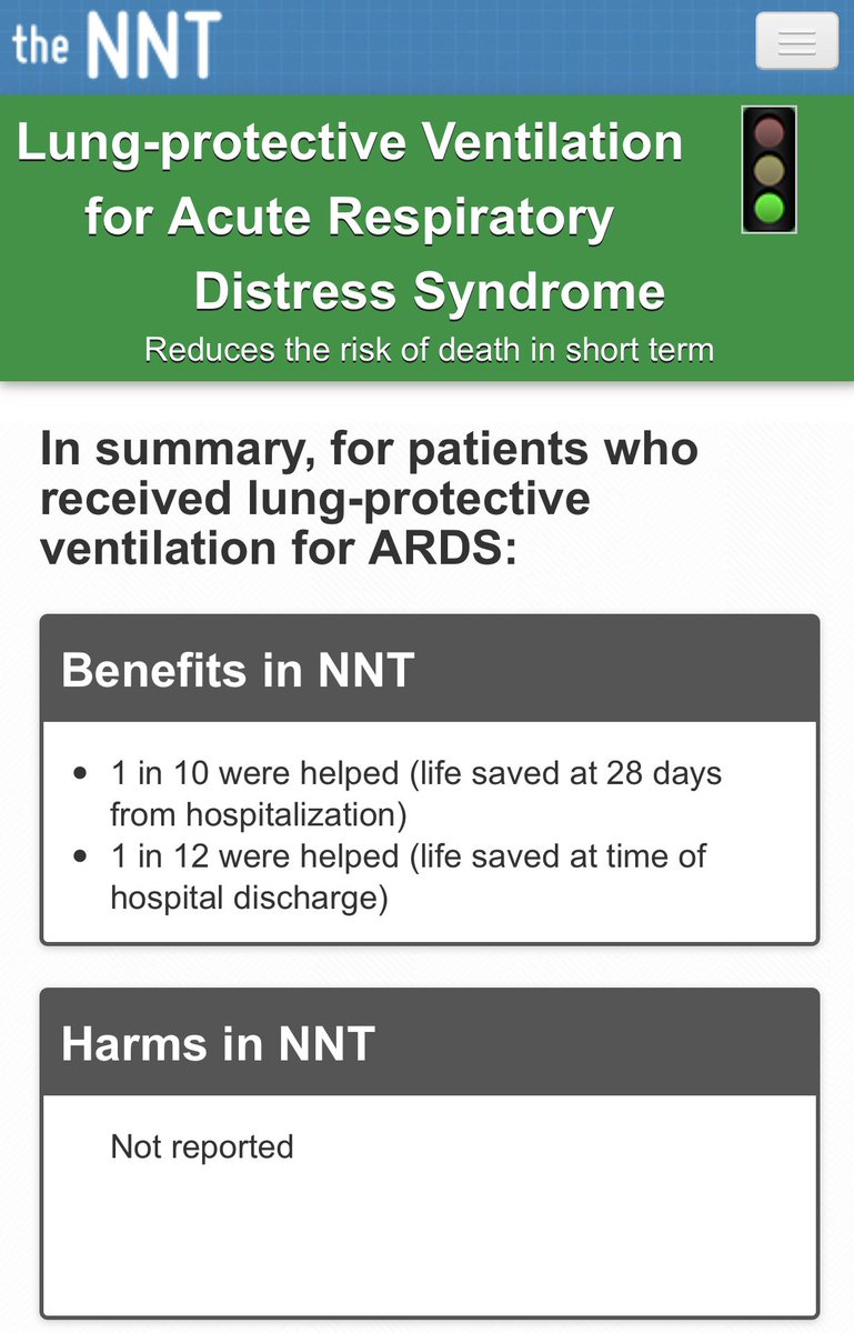 What are the benefits of lung protective ventilation in ARDS?

Learn more from the Brass Tacks review article via 
<a href="/AcademicEmerMed/">AEM Journal</a>
 - bit.ly/30Ves08

Read more via
<a href="/thenntgroup/">theNNT.com</a>
 - bit.ly/2LGDH2O

#FOAMed #FOAMcc #NNThursday #COVID19 #Covid_19