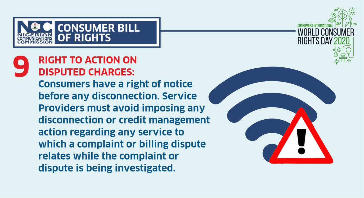 NgComCommission's tweet photo. #ConsumerBillofRights #RightToActiononDisputedCharges #ConsumerEducation #ServiceObligation https://t.co/o3VjWExamS