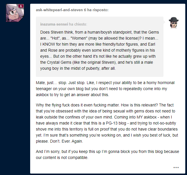 InazumaSensei's tweet photo. I guess sexuality can be a sensitive topic for someone... Anyway no prob Bob, I won't bother them anymore about these stuff. It's a difficult time for them, too.
Don't forget to follow the White Steven AU, too, it's pretty good!
#StevenUniverse #StevenUniverseAU #WhiteSteven https://t.co/kSO8cs9DF0