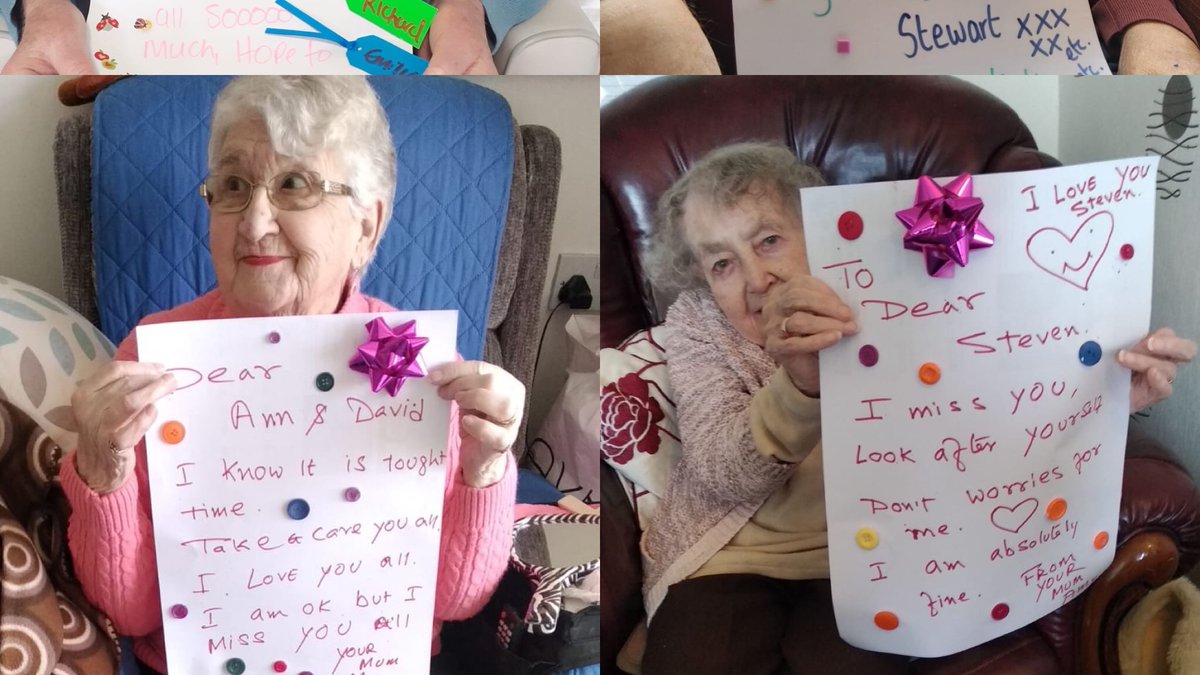 royley_house's tweet photo. We all know it’s a worrying time with the current situation and the restrictions on the the homes being essential visits only. 

Therefore, the residents decided to send their loved ones a few messages to let them know they are ok. #keepingspiritshigh #happyresidents https://t.co/ZwLby0hXHa