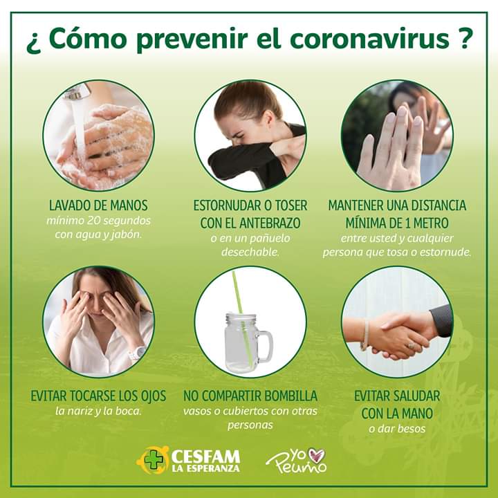 ¿CÓMO PREVENIR EL CORONAVIRUS?

Te invitamos a conocer una serie de métodos que puedes hacer para prevenir el contagio del COVID-19.

Recuerda que es importante, seguir estas medidas. ¡Juntos nos cuidamos!

Un Abrazo, Fermín.