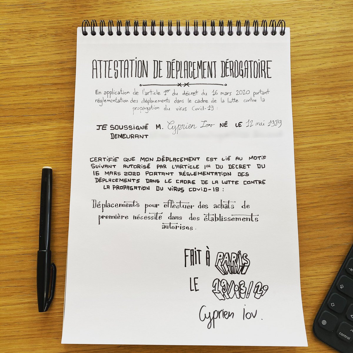 J’ai pas d’imprimante alors je fais mon mot par moi-même. Notez mon niveau de chômage sur 10.