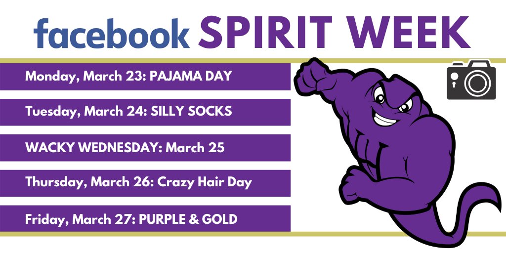 NEXT WEEK: Let's keep social distancing with a little fun on social media... we're calling it FACEBOOK SPIRIT WEEK! (Hint: you may already be doing these things...) Snap a photo each day and add it to the daily Spirit Week Facebook posts: facebook.com/bgcityschools