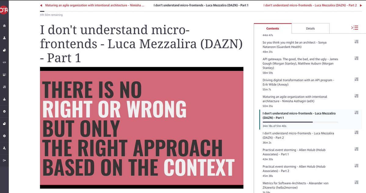 Luca Mezzalira (@lucamezzalira) on Twitter photo <a href="/OReillyMedia/">O'Reilly Media</a> recently released all the videos of the last <a href="/OReillySACon/">SoftwareArchitecture</a> in New York.
The event was great and I was able to share my experience on #microfrontends in a 90 minutes session.
Check it out: learning.oreilly.com/videos/oreilly…
#frontend #javascript #js #web #oreillysacon #dazn <a href="/OReillyMedia/">O'Reilly Media</a> recently released all the videos of the last <a href="/OReillySACon/">SoftwareArchitecture</a> in New York.
The event was great and I was able to share my experience on #microfrontends in a 90 minutes session.
Check it out: learning.oreilly.com/videos/oreilly…
#frontend #javascript #js #web #oreillysacon #dazn