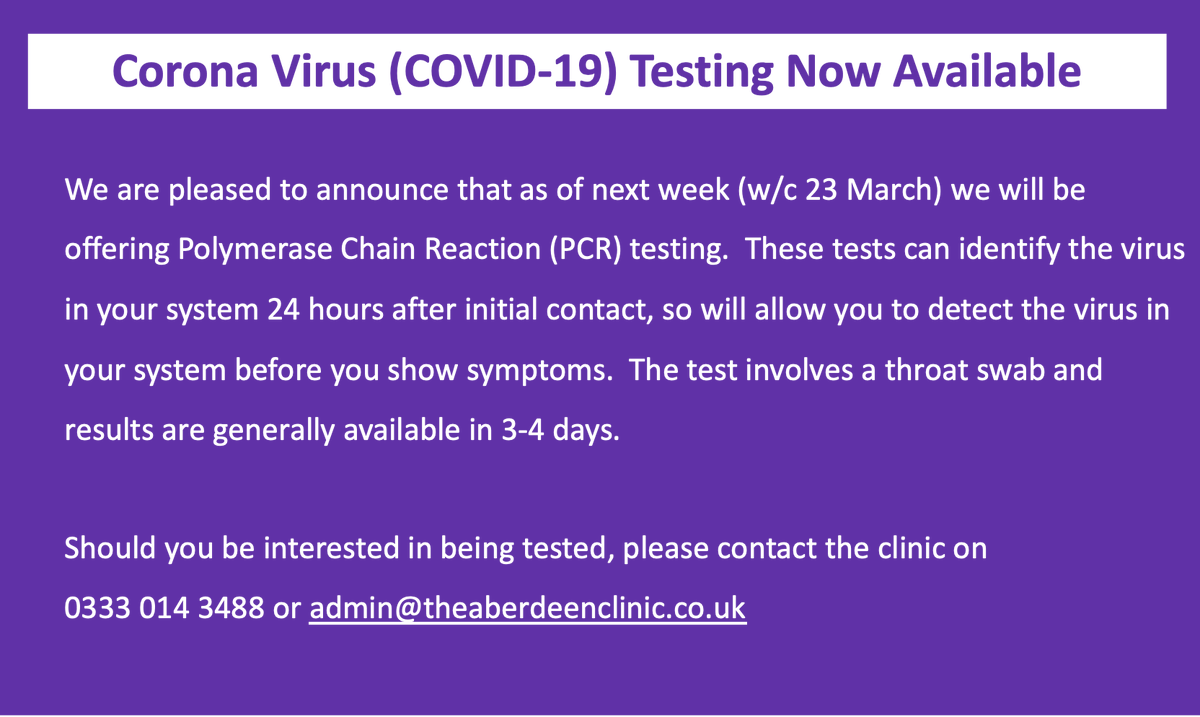 aberdeenclinic's tweet photo. #aberdeen #covid19UK #coronavirus #testing #TestTestTest #oilandgas #pandemic #Health https://t.co/0G5C0NZgX0