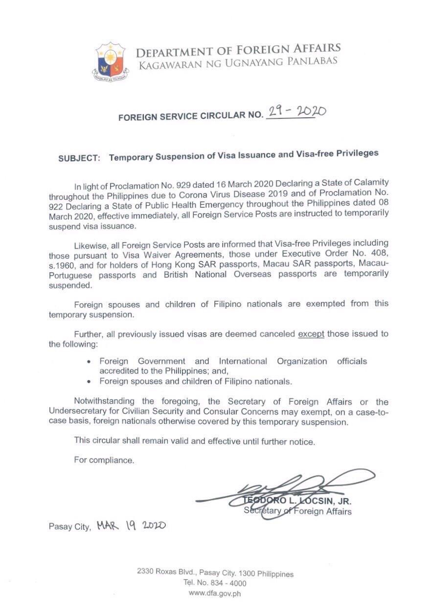Jacque Manabat on X: &ldquo;LOOK: DFA issues memo to temporarily suspend 