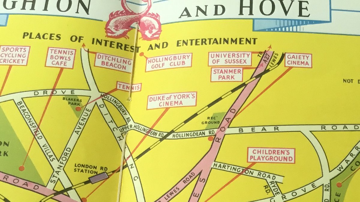 AldrichLib's tweet photo. #throwbackthursday Anyone remember a cinema at Falmer? Map from Brighton & Hove holiday brochure 1964 #lostcinemas #Brighton #60s https://t.co/vA9vvCugvy