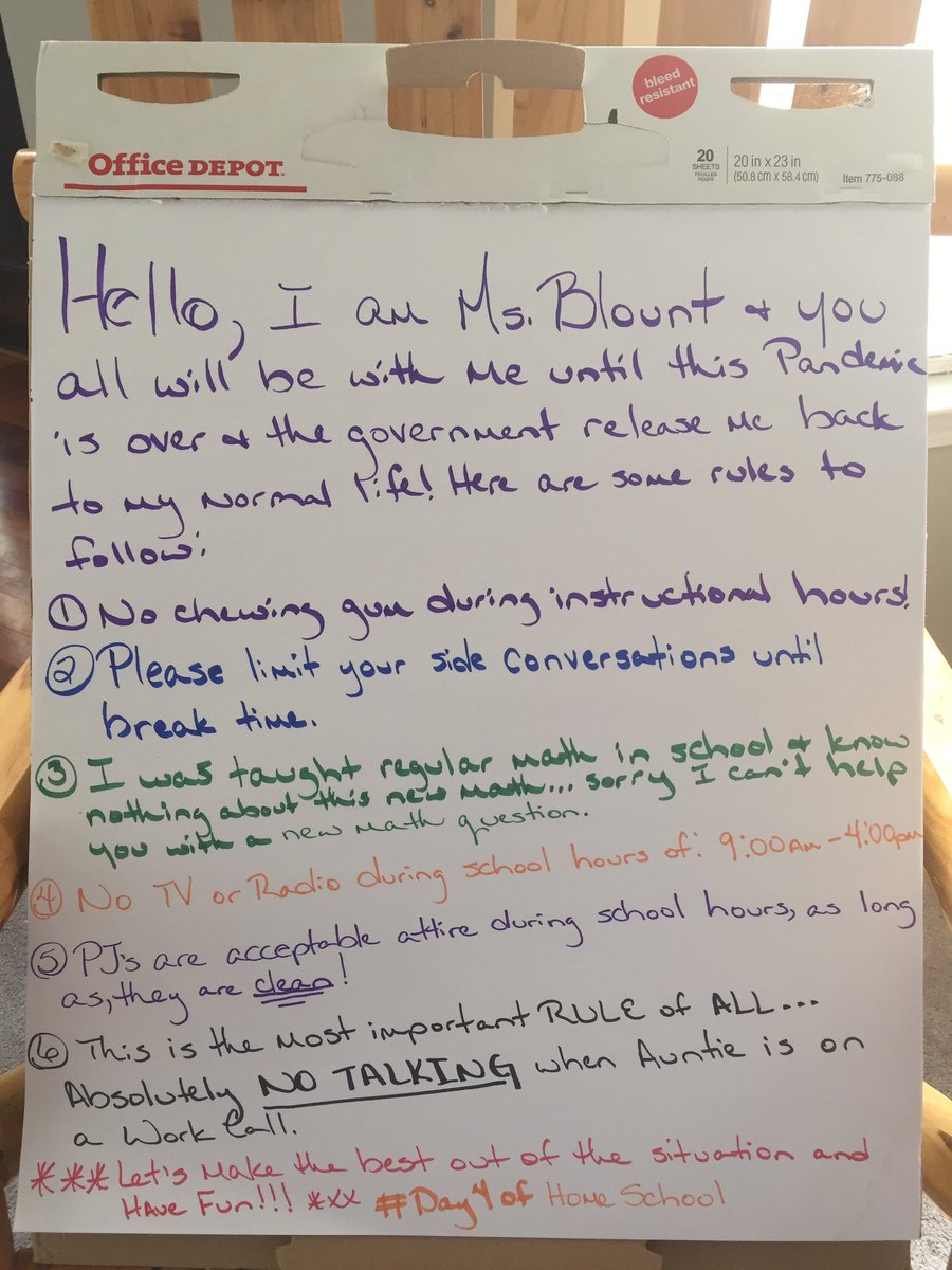 busyb215's tweet photo. It’s been a rough few days but I’m getting a hang of this teacher thing...had to come up with a few rules for my classroom. #Day4ofHomeSchool #5Nieces #MayNeedToLearnHowToDrink https://t.co/czbLN1sT27