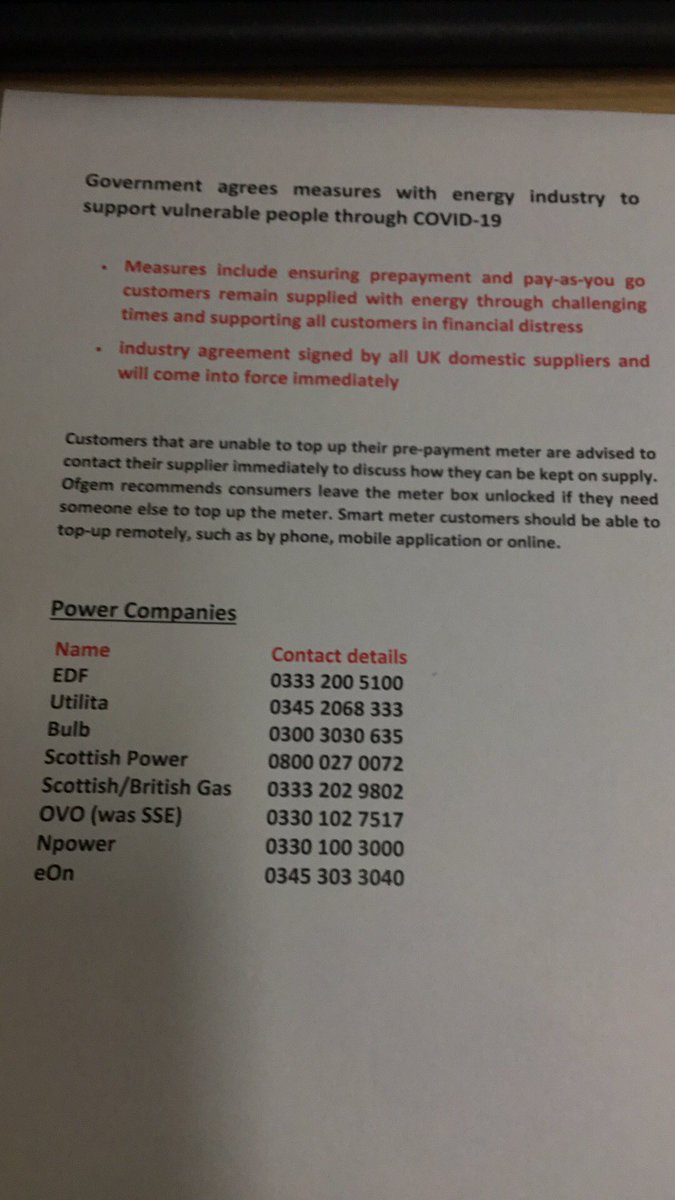 <a href="/ShonaRobison/">Shona Robison SNP</a> <a href="/ChrisLawSNP/">Chris Law MP</a> Thank you to my Parliamentary colleagues for raising the prepaid meter scenario on behalf of our communities in times of need.  I’ve created a one page advice sheet that folk might find useful if you are in know someone that needs support at this time!