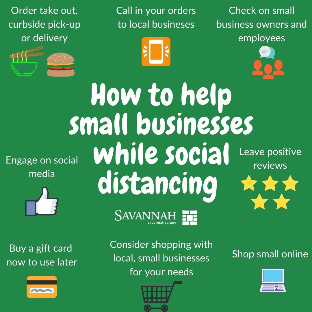 Looking for ways to help small, local businesses while social distancing? Here are some ideas to support our community during this time.

#Savannah #COVID19 #coronavirus #smallbiz #smallbusiness