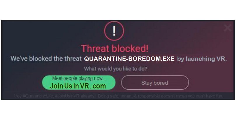 JoinUsInVR's tweet photo. Hey #QuarantineLife, #JoinUsInVR already!
Being safe, smart, & responsible doesn't mean you can't have fun. https://t.co/08mu9dfkkU