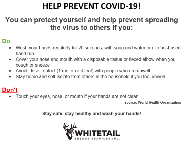 WhitetailEnergy's tweet photo. Do your part to end COVID-19!

#drilling #completions #drillon #health #safety #oilandgasservices https://t.co/AFUja2sKIL