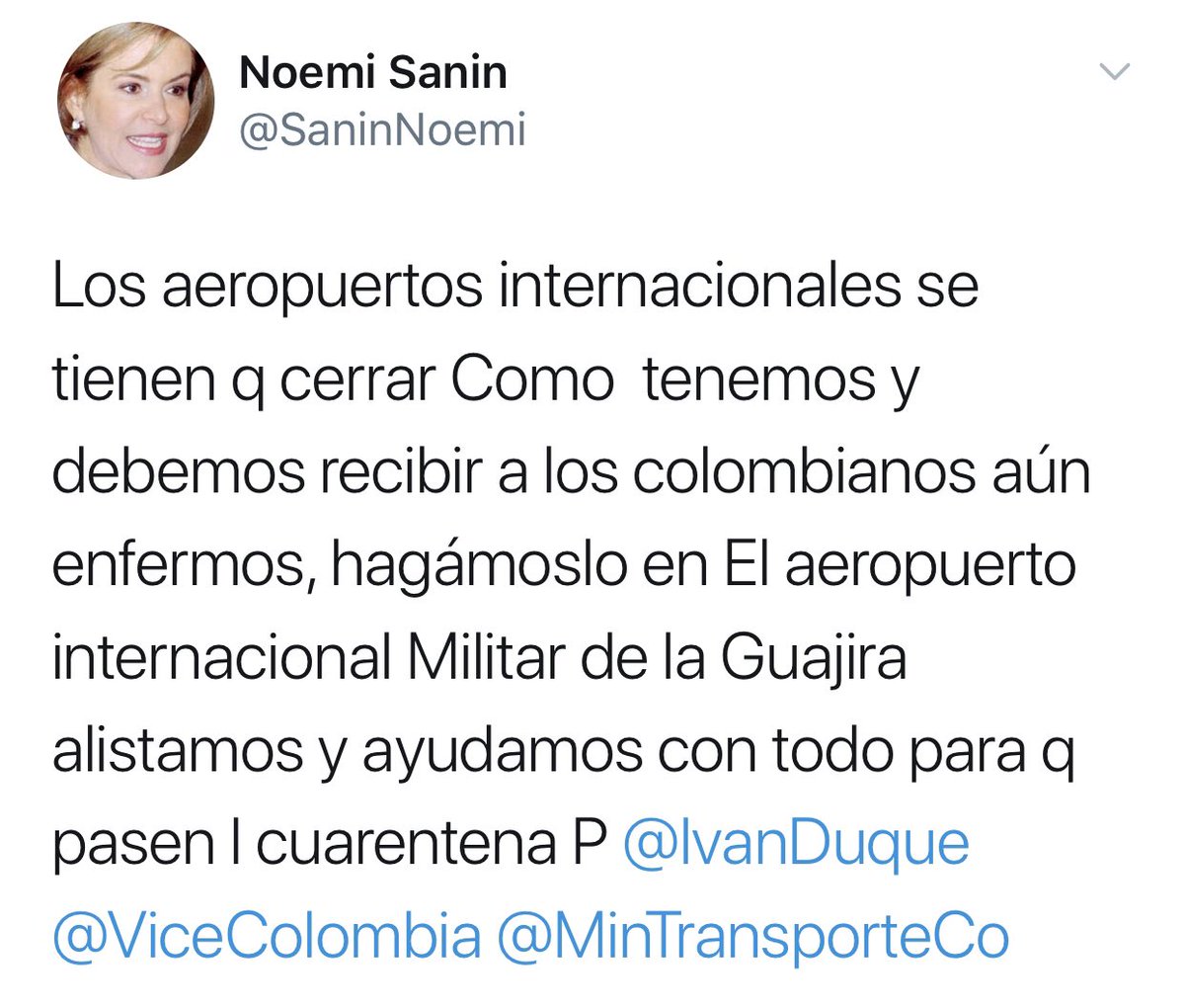 NemesioRoys's tweet photo. @SaninNoemi @IvanDuque @ViceColombia @MinTransporteCo Como Gobernador, rechazo categóricamente su desacertada, absurda e irresponsable propuesta. Jamás permitiré poner en riesgo a  nuestra gente, ni a las comunidades indígenas. En esta crisis primero hay que pensar antes de hablar incoherencias. https://t.co/aKXbQqvzAt