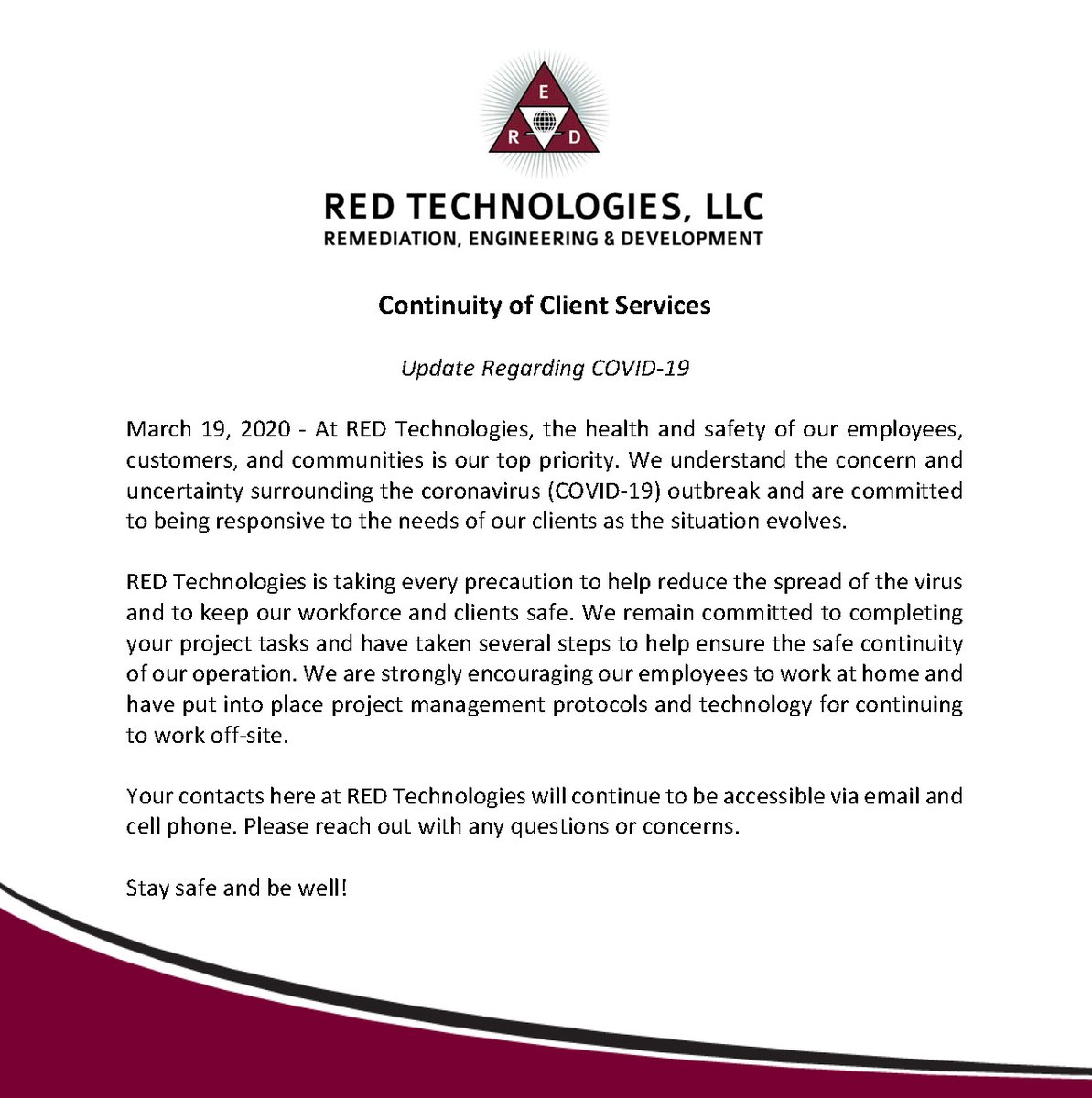 REDtechLLC's tweet image. Please read our statement below regarding #COVID19. 

Stay safe and stay healthy everyone!