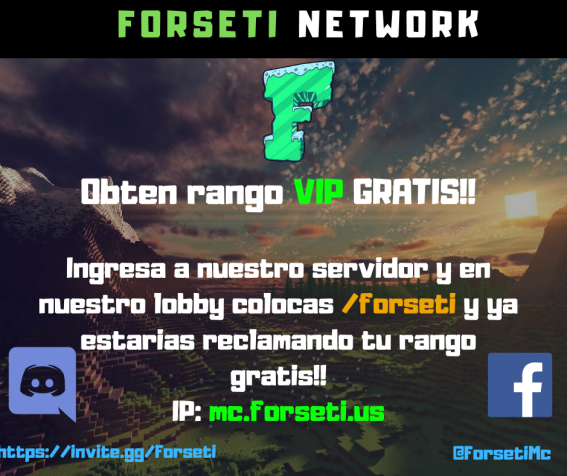 ForsetiMC's tweet photo. Forseti Network
1.8 / 1.15.2
IP: https://t.co/VTePPKML9x

Modalidades
- Skywars 1.8 - 1.15.2
- Survival (Unicamente) - 1.15.2 
- Skyblock 1.8 - 1.15.2
- SkyPvP MUY PRONTO

Discord: https://t.co/6YENKdGIae https://t.co/LdVymRCqRN