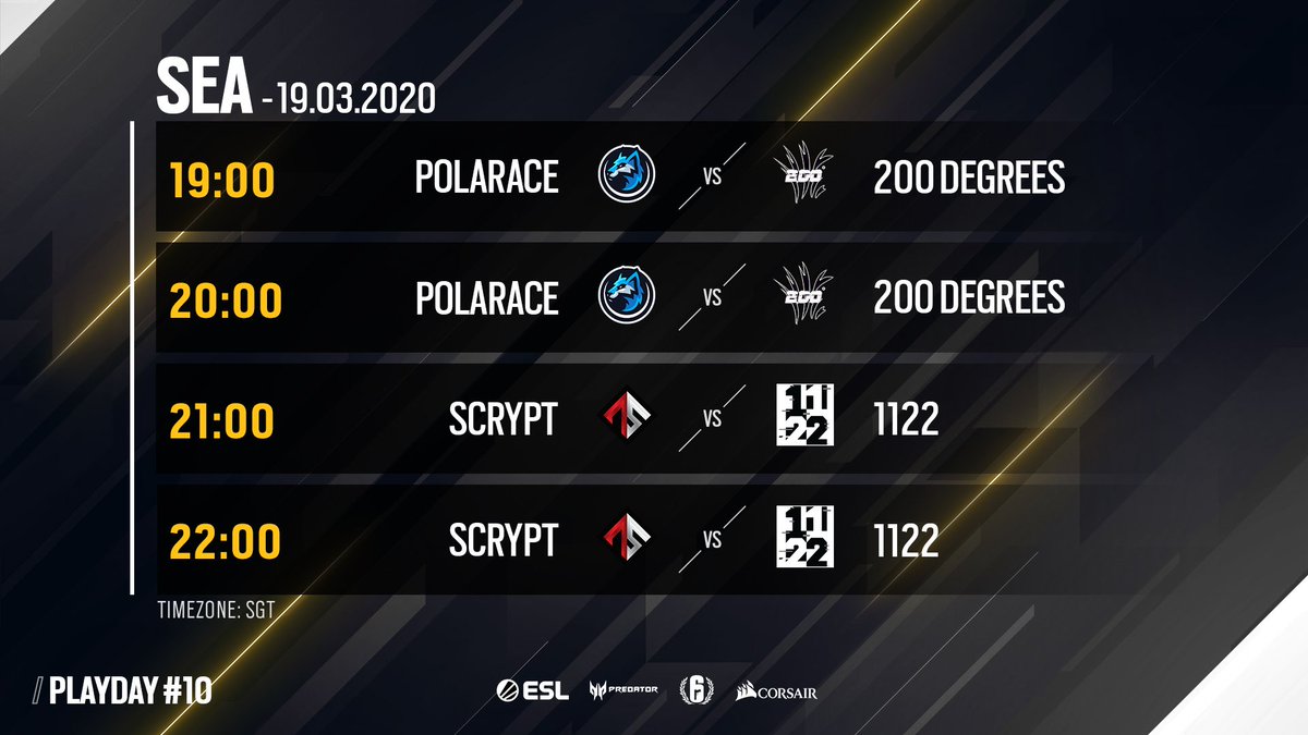 R6esportsASIA's tweet photo. #R6PL SEA Playday 10 is already underway!
@PolarAceEsports
vs #200Degrees
@TeamScrypt
vs #Team1122
📺Follow the action LIVE on https://t.co/zFEPmwaNOx https://t.co/Tlp8RG7c3C