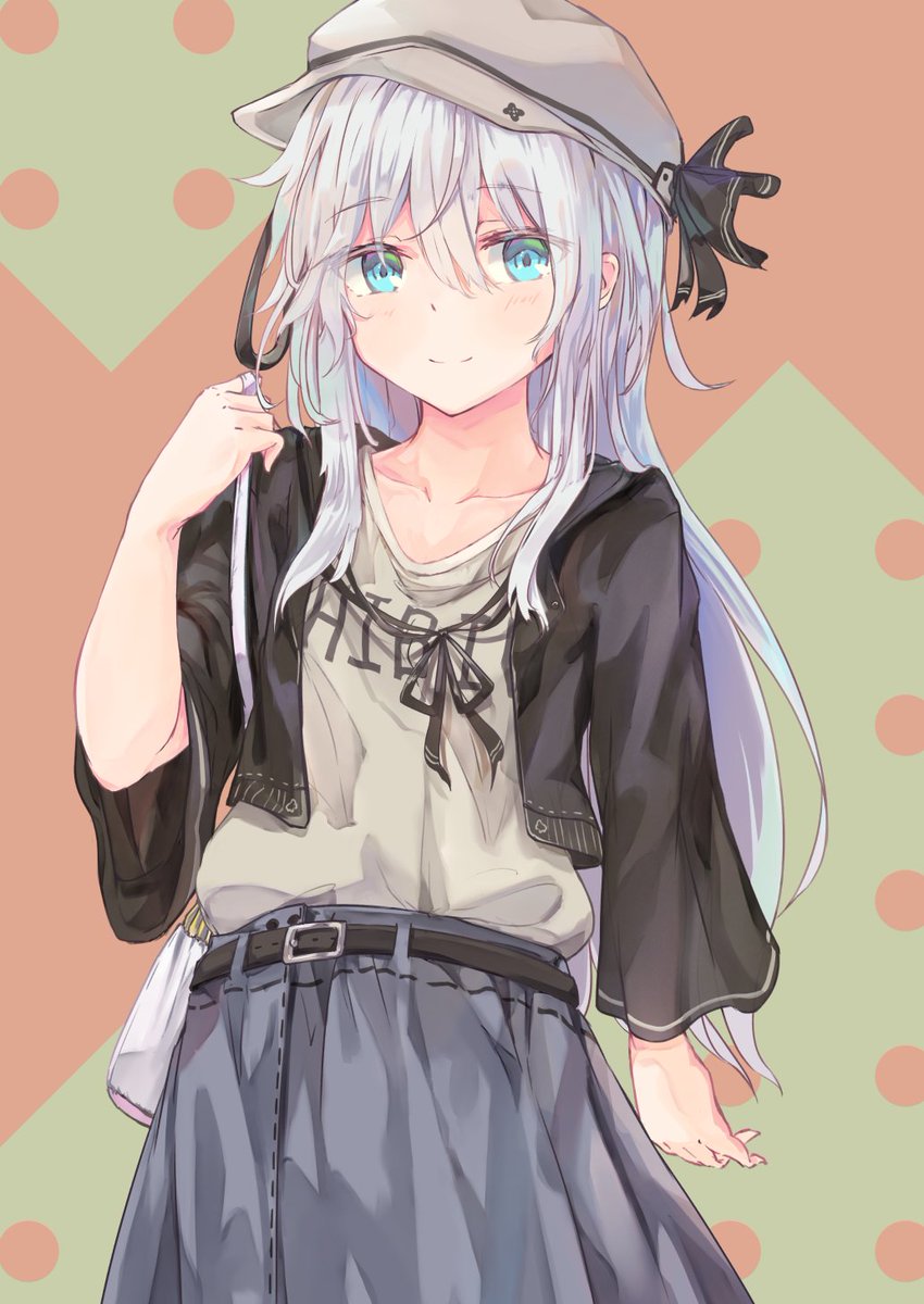 hibiki (kancolle) 1girl solo long hair hat skirt blue eyes smile  illustration images