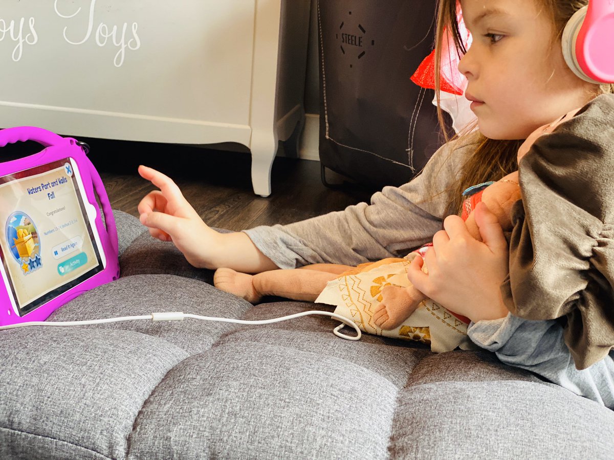 Partner work at home with Moana. They had a little trouble keeping a voice level 1, but they completed the task! #ContinuousLearning